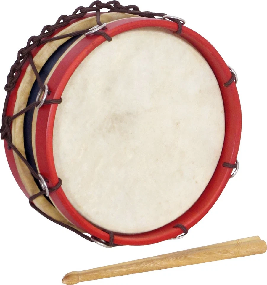 Atlas Tambour Folk Ancien Atlas Rope Tension TABOR DRUM, Rouge & Bleu, 2 Bâtons - Photo 1/1