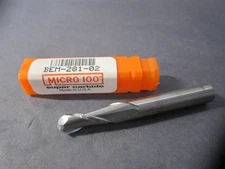 Micro100 (BEM-281-02) 9/32 x 5/16" x 3/4"x 2-1/2" Carbide 2Fl Ball Nose Endmill