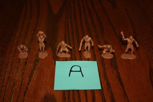 Marx 1970's Set of All Six Brown Prehistoric Cavemen for Dinosaurs A MPC, Timmee