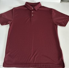 Ben Hogan Men  s Polo Shirt Burgundy Solid Active Fit Golf Short Sleeve