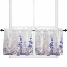 Lavender Kitchen Curtain 24 Inch Length Small Short Cafe Tiers Curtains Drape...