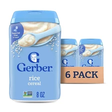 Gerber 1st Foods Baby Cereal Rice 8oz x6 Pack Iron Fortified Infant Food