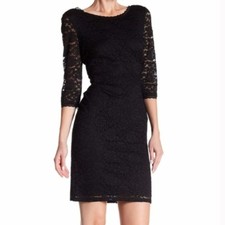 Eliza J Black Lace Long Sleeve Fitted Dress Size 8