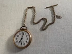 Antique Elgin Railroad Gold Washed Pocket Watch and Watch Chain Needs Repair