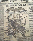 Great RICHMOND FALLS w/ Heraldic Eagle Prints Civil War Ending 1865 Newspaper