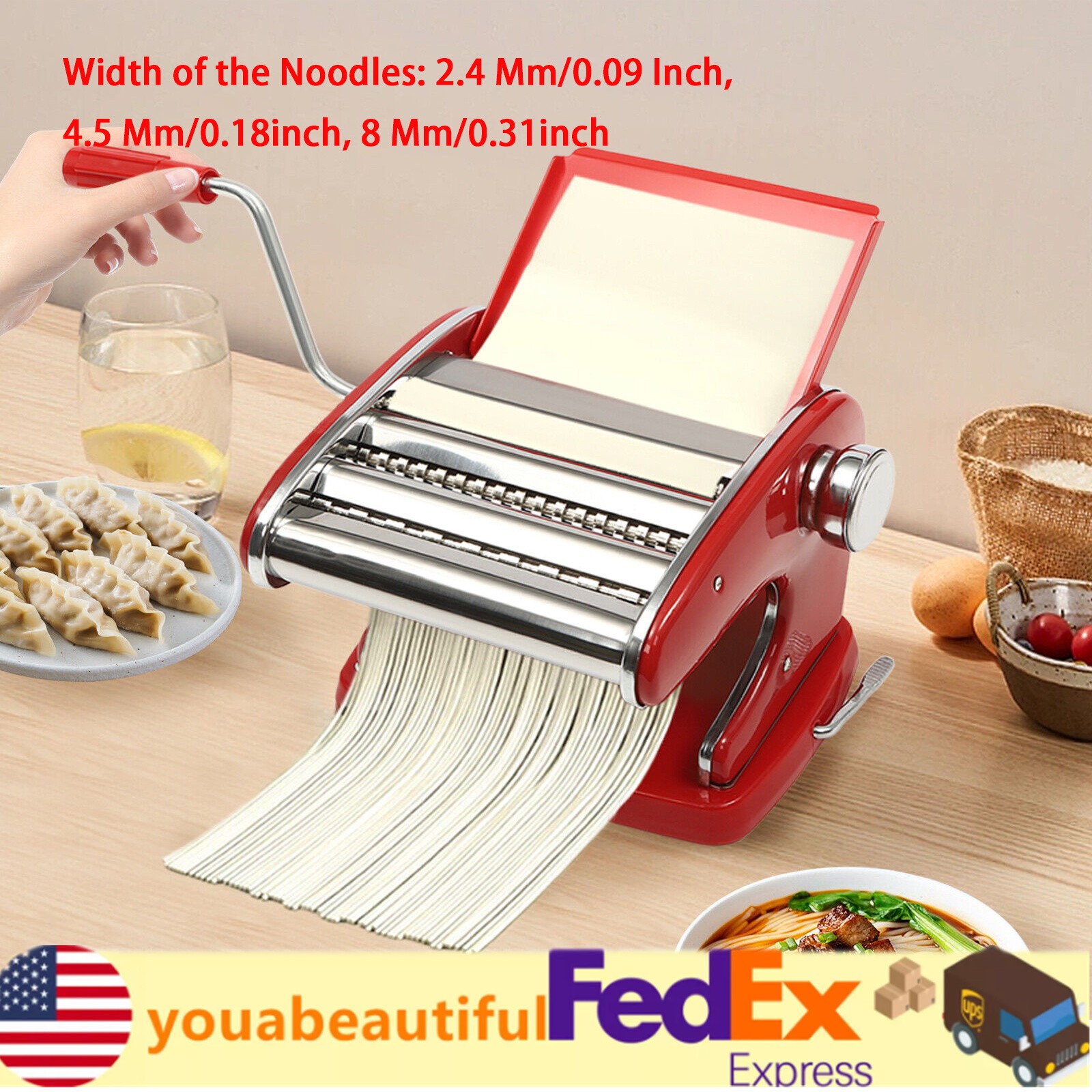 Pasta Maker Stainless Steel Pasta Machine & 6 Adjustable Thickness Settings