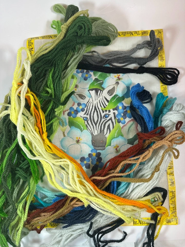 Kit de punta de aguja cebra lienzo pintado a mano por Dede hilo de tapiz de lana de 10"x6" Foto 4 de 4
