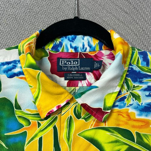 Polo Ralph Lauren Caldwell Shirt Mens L Viscose Vibrant Tropical Bloom Hawaiian - Picture 4 of 14