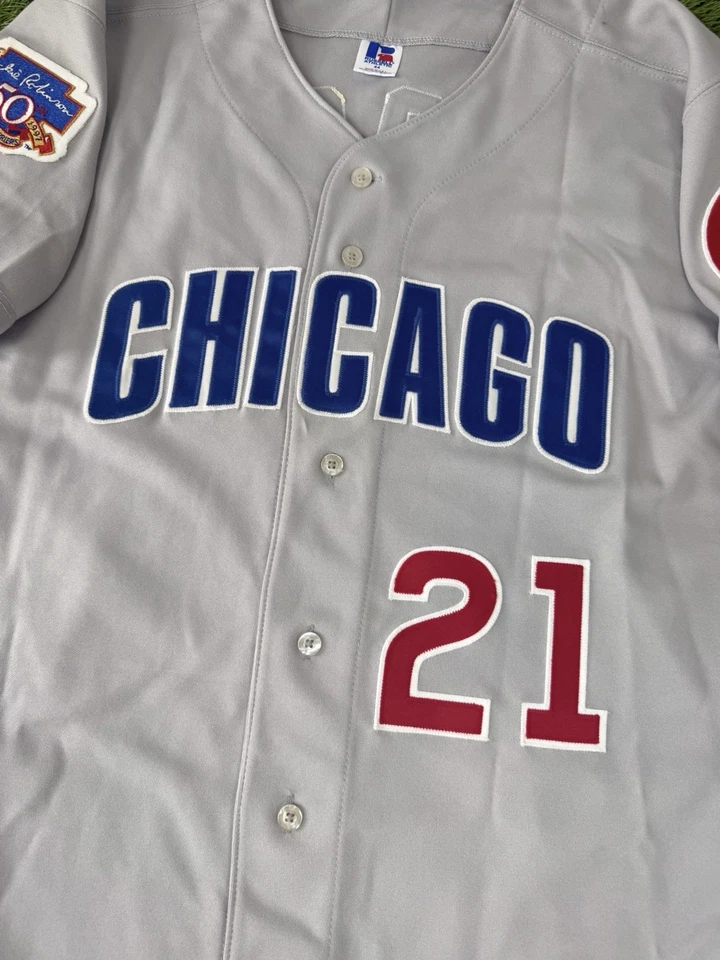 Camiseta deportiva de béisbol Russell vintage 1997 Sammy Sosa Chicago Cubs auténtica 44 grande Foto 4 de 4