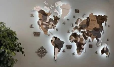 Led Light Designed World Map Wall Décor English Digital Dxf Cdr Digital File