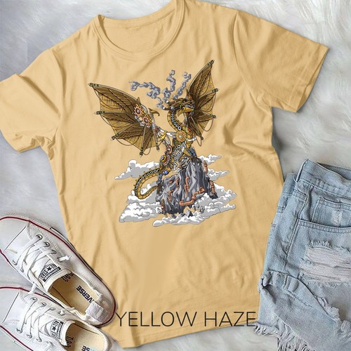 Steampunk Dragon Mechanical Fantasy Science Fiction Unisex T-shirt - Picture 11 of 11