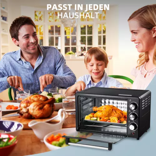 Minibackofen Mini Backofen Ofen Pizzaofen Grill Timer Pizzaofen 21 Liter Schwarz - Bild 9 von 11