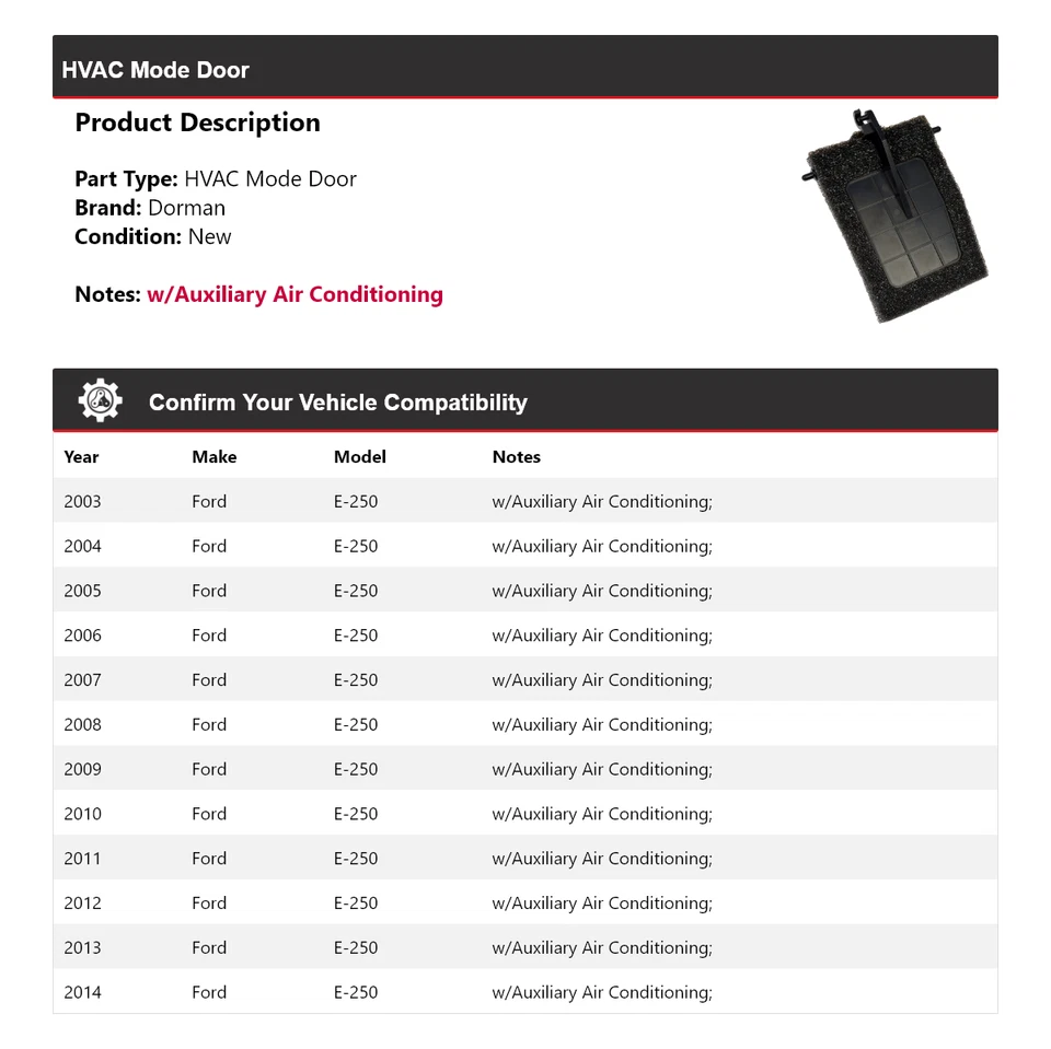 Para 2003-2014 Ford E-250 Dorman porta modo HVAC 2004 2005 2006 2007 2008 2009 - Imagem 2 de 4