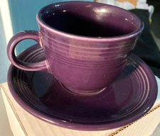 Fiestaware 2001 Plum Purple Coffee Tea Cup/Mug & Saucer/Plate-Retired Color-EUC