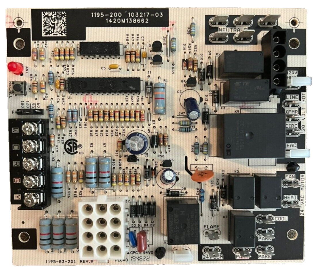1195-200 Furnace Fan Control Circuit Board Tested & Working 103217