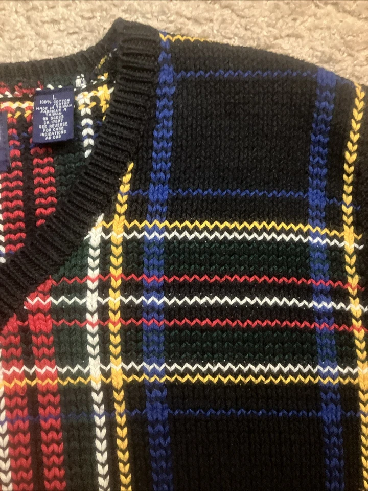 Vintage Gap Plaid Tartan Sweater Vest Size Large VGC 100% Cotton - Image 3 of 4