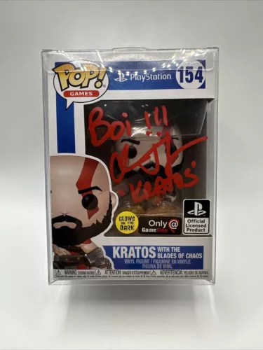 Christopher Judge signed Kratos W/ Blades of chaos Funko Pop #154 GITD