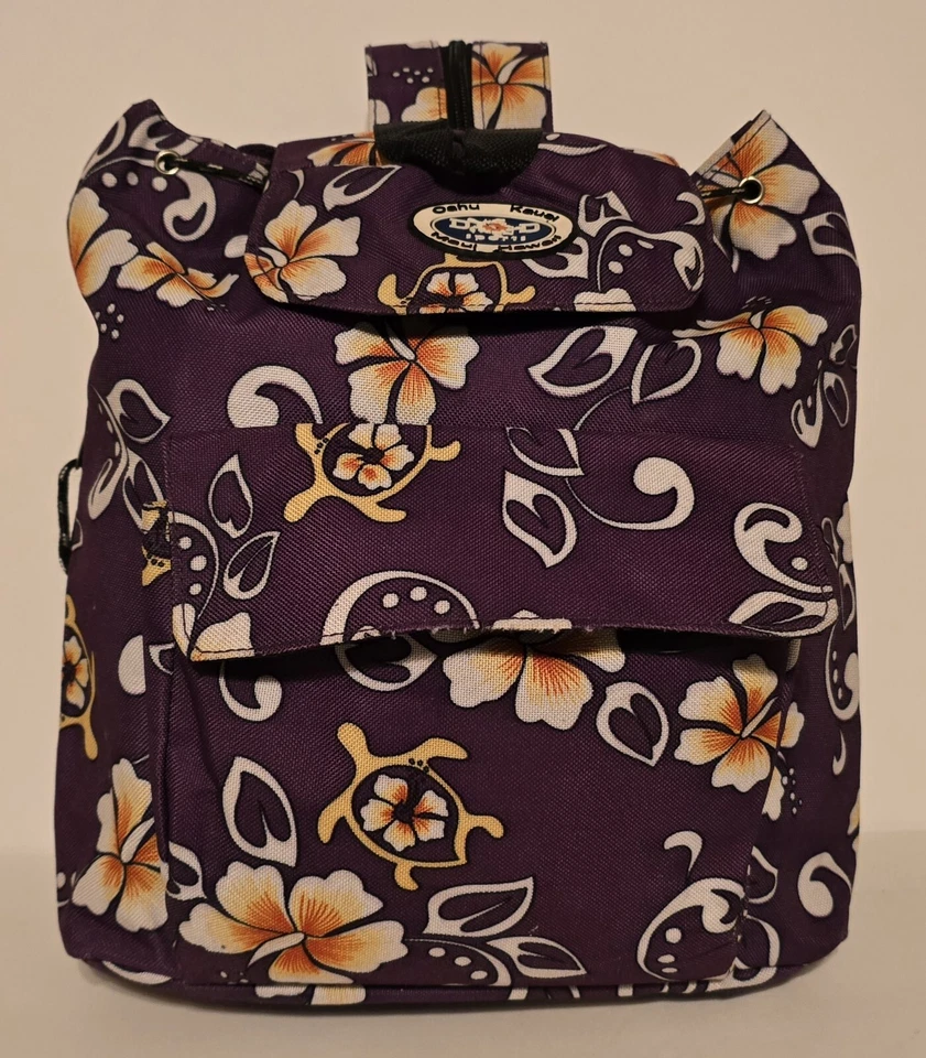 Mochila mediana floral hibisco púrpura hawaiano nueva sin etiquetas viaje actividades informales Foto 2 de 4