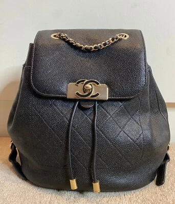 🖤 Authentic CHANEL Black Leather Backpack with Gold Hardware - Image 1 of 4