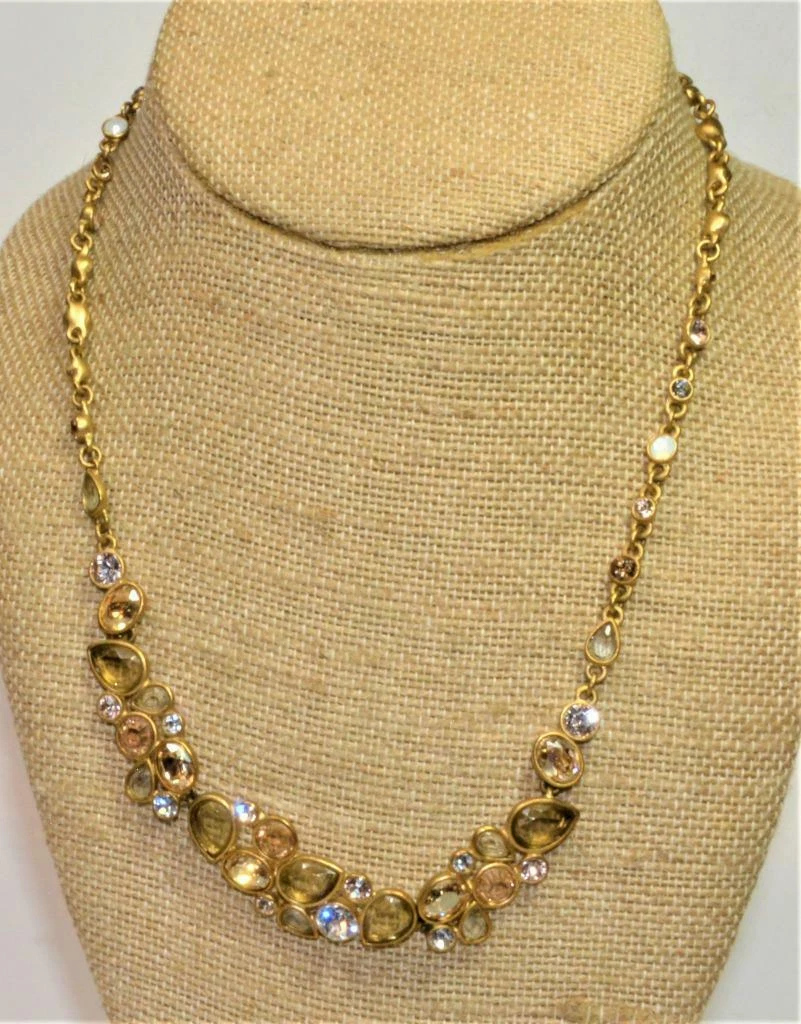 Firmato Givenchy Color Oro Trasparente Viola Strass 17 " Collana