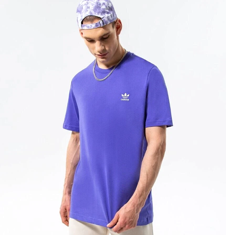 NEW MENS ADIDAS ORIGINALS TREFOIL ESENTIALS TEE SHIRT ~ LARGE ~ #HE9446  PURPLE | eBay