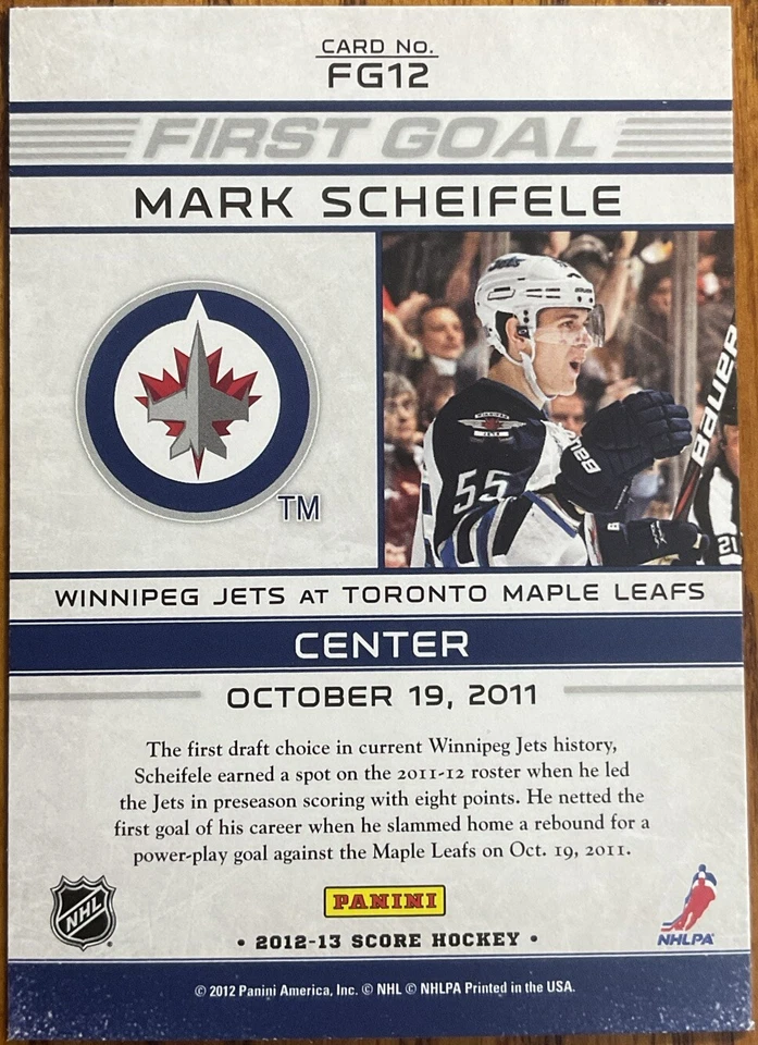 2012-13 Score First Goal Mark Scheifele #FG12 Winnipeg Jets - Image 2 of 2