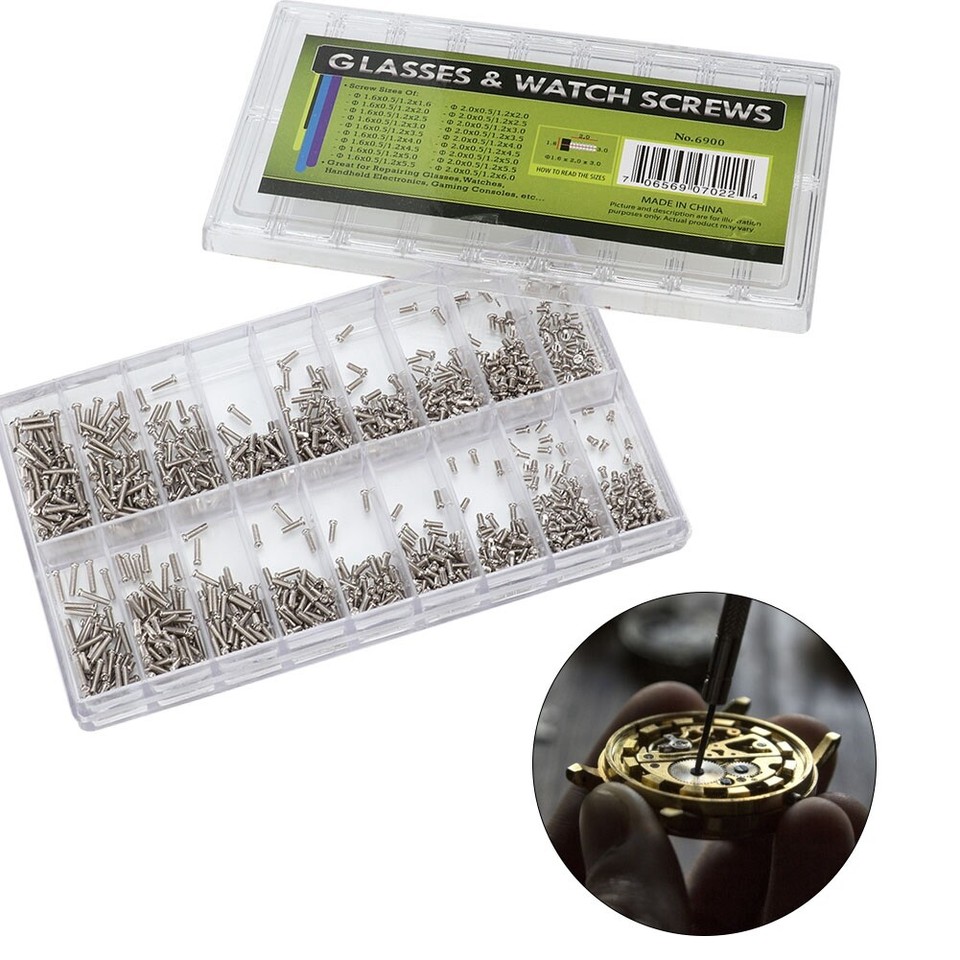 1800Pack Durable Steel Small Screw Glass/Watch Watchmaker Repairing ...