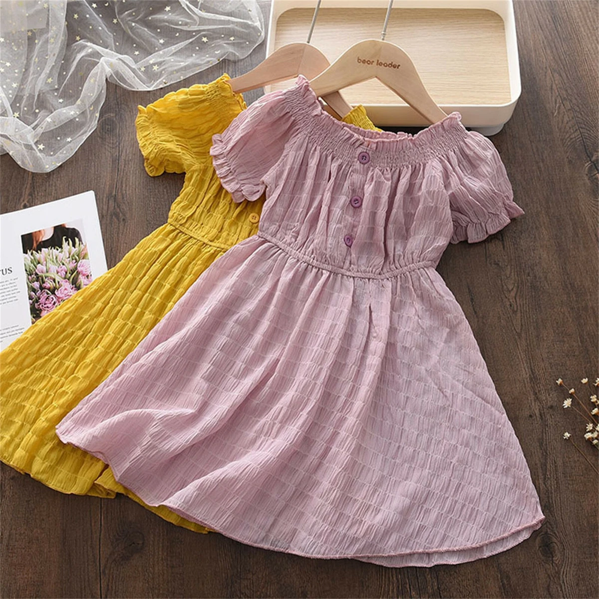 Off shoulder sales frock for kids