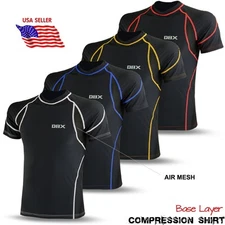 Mens Compression Base Layer Winter Thermal Armour Half Sleeve Sports Gym Shirt 
