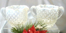 FENTON~MINT~1950'"BIAŁE OPALIZUJĄCE" SZKŁO" HOBNAIL" LRG"STAR "CUKIER I KREM" VINTAGE