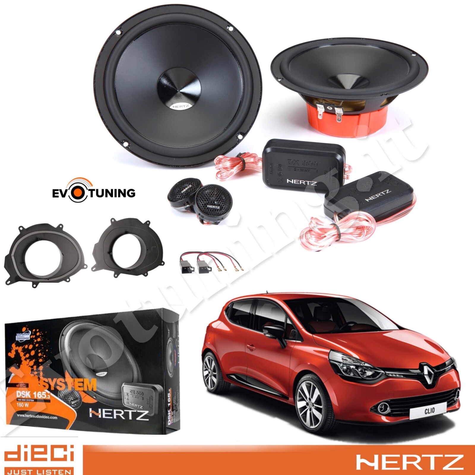 Kit 4 Casse Altoparlanti Hertz Dsk165.3 Anteriori per Renault Clio 4 IV dal 2012