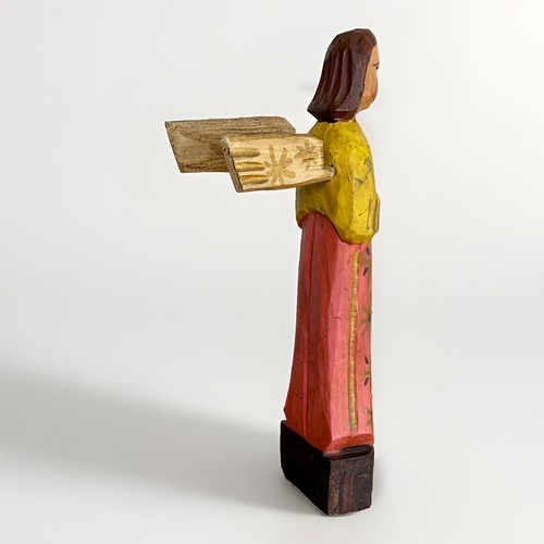 Folk Art Santos Hand Painted Carved Wooden Religious Art Angel Guatemala 15" - Picture 9 of 24