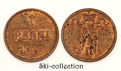 1 Penni 1916. Finlande. Empire Russian, Nicolas II° .Copper