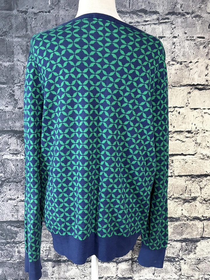 Lands' End Cardigan Sweater Womens XL Blue Green Supima Cotton Button Front - Image 3 of 4