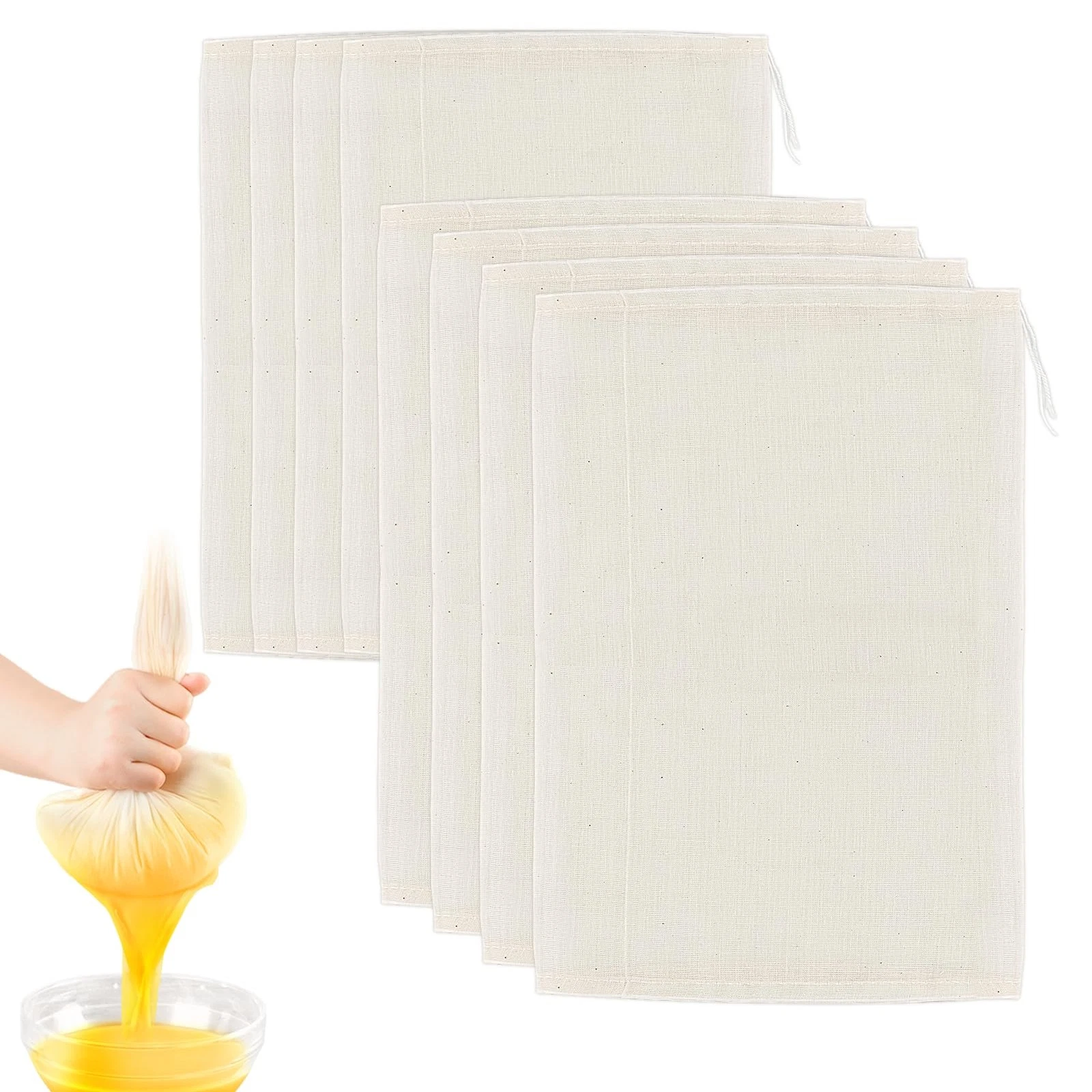 Lot of 8 Nut Milk Bags 20 x 30 cm Reusable Organic Washable For ...