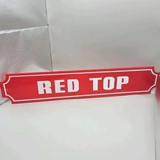 Red Top Beer 18" Red Plastic Advertising Street Sign White Letters & Border