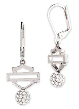 Harley-Davidson ORECCHINI B&S PAVE FIREBALL DROP, argento, acciaio inox