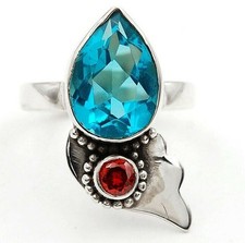 5CT Flawless Blue Topaz 925 Solid Sterling Silver Ring Jewelry Sz 7.5 B1-1