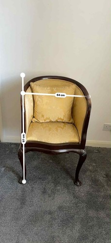 Vintage Deco Era Tub Chair Gold Upolstrey Mahogany 1930s - Picture 8 of 9