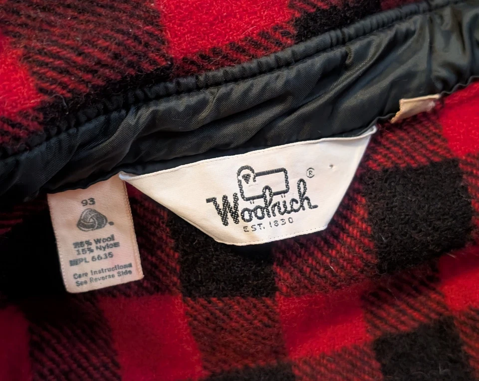 复古 Woolrich 法兰绒衬衫 - 男式 XL(大号)- Red Buffalo 格子美国羊毛 — 第 4/4 张图片