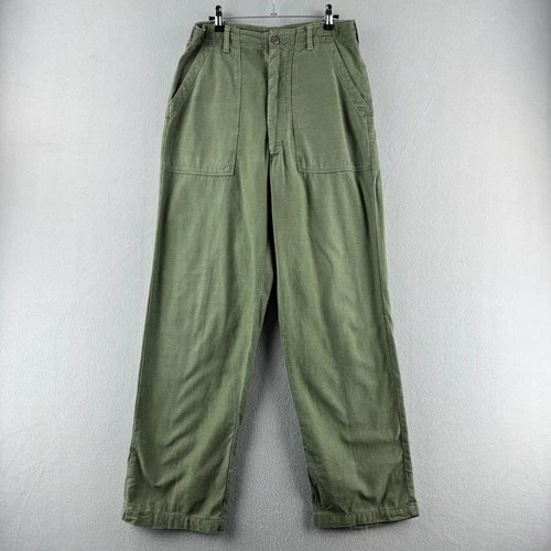 Vintage Military Pants Mens Fits 30x31 OG 107 Baker Trousers Sateen Vietnam 60s