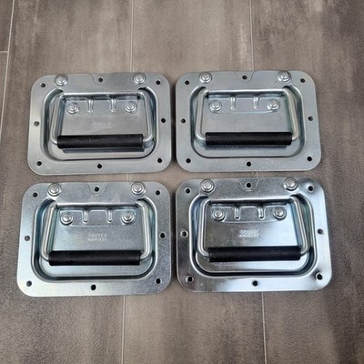 4x Protex Metal Recessed Spring-Loaded Flight Case Handle 8 Hole Heavy Duty 