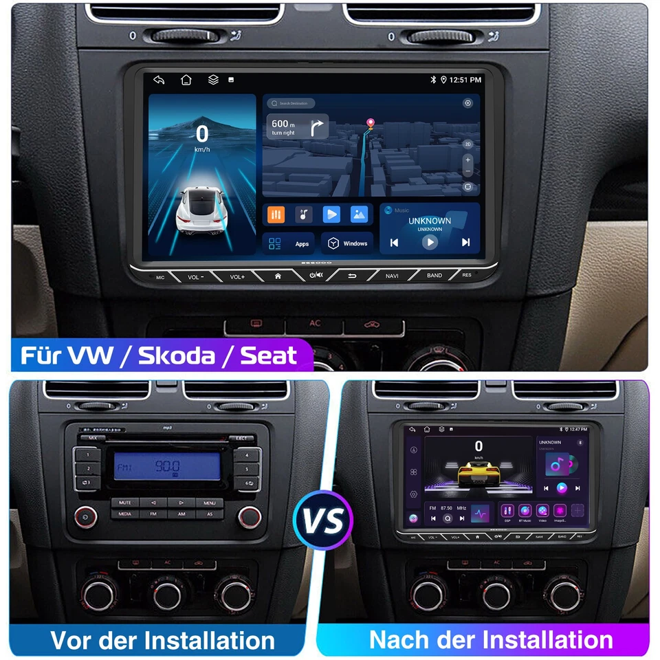 DAB+ Android 14 6+128GB Autoradio Carplay GPS Für VW Golf 5 6 Touran Tiguan Polo - Bild 4 von 4