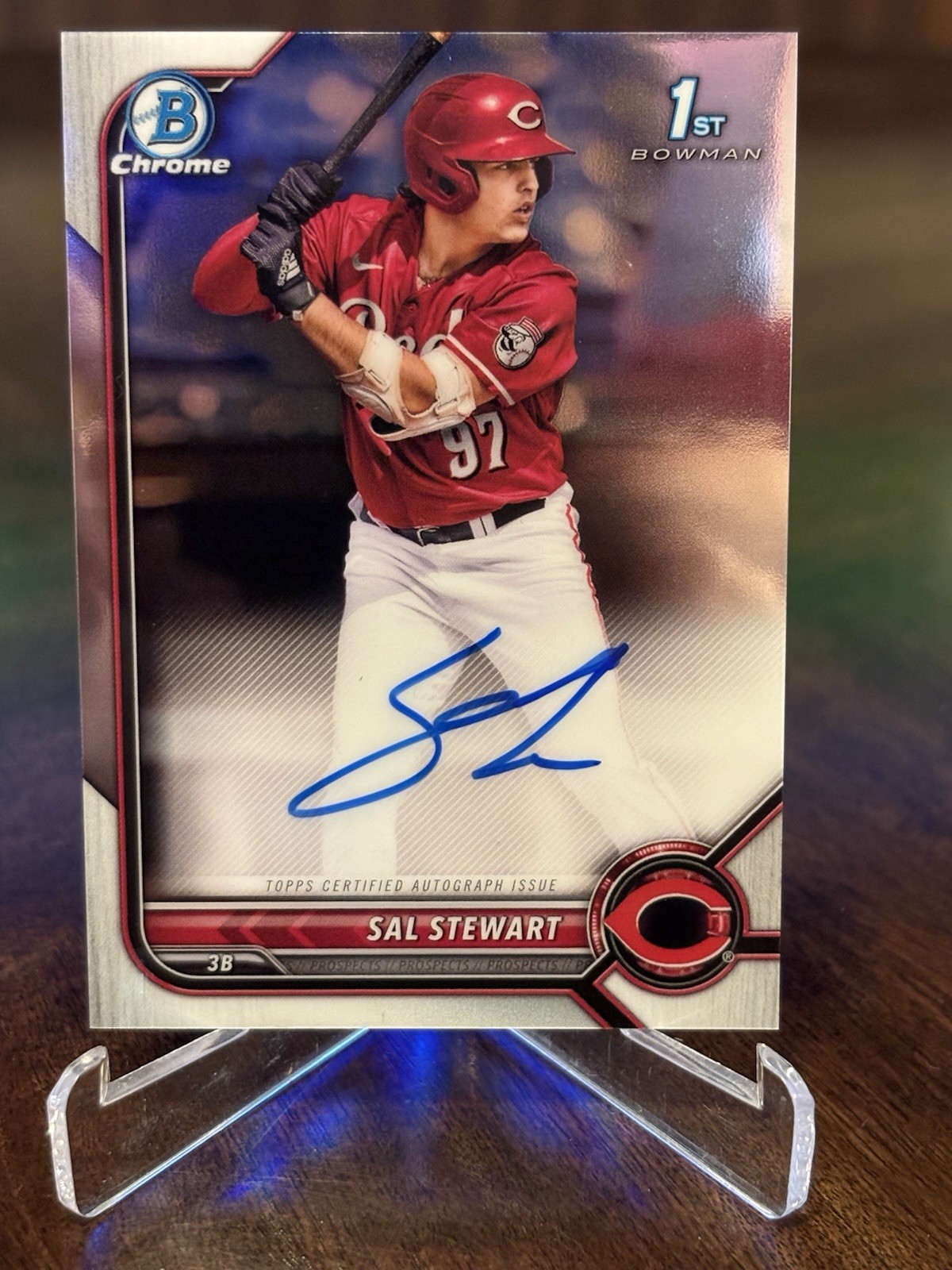 2022 Bowman Chrome Draft Sal Stewart 1st Prospect Auto #CDA-SS Reds