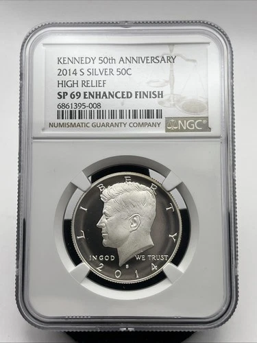 Kennedy 50Th Anniversary 2014 S Silver $.50 High Relief NGC SP69 Enhanced Finish