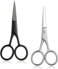 2PCS Small Grooming Scissors for Men and Women, Facial Hair Trimming Scissors wi