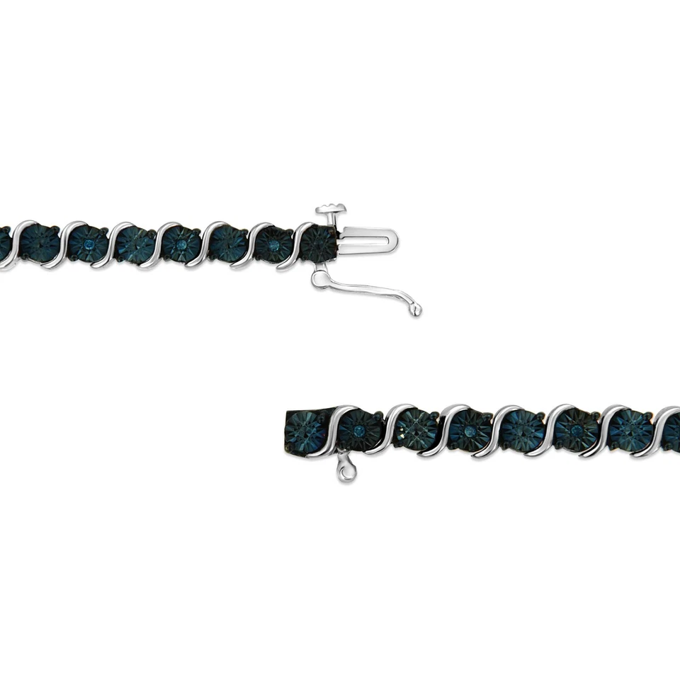 Brazalete de tenis de eslabones en forma de "S" con conjunto milagroso de 1/10 quilates en plata de ley Foto 3 de 4