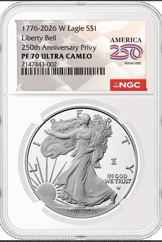 1776-2026 W Proof $1 American Silver Eagle NGC PF70UC Privy 250th Anniversary