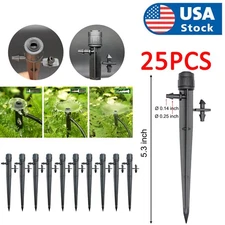25x Adjustable Water Flow Irrigation Drippers Stake Emitter Drip System 360°