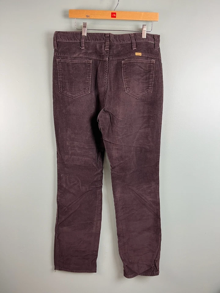 Rustler Pants Mens 36x34 Brown Corduroy Straight Leg 5-Pocket Talon 70s USA - Image 4 of 4